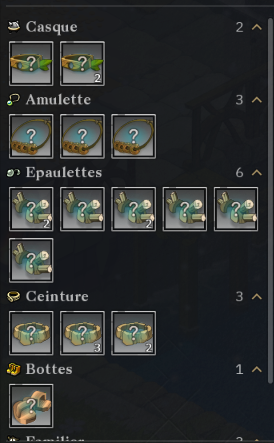 Inventaire / équipement